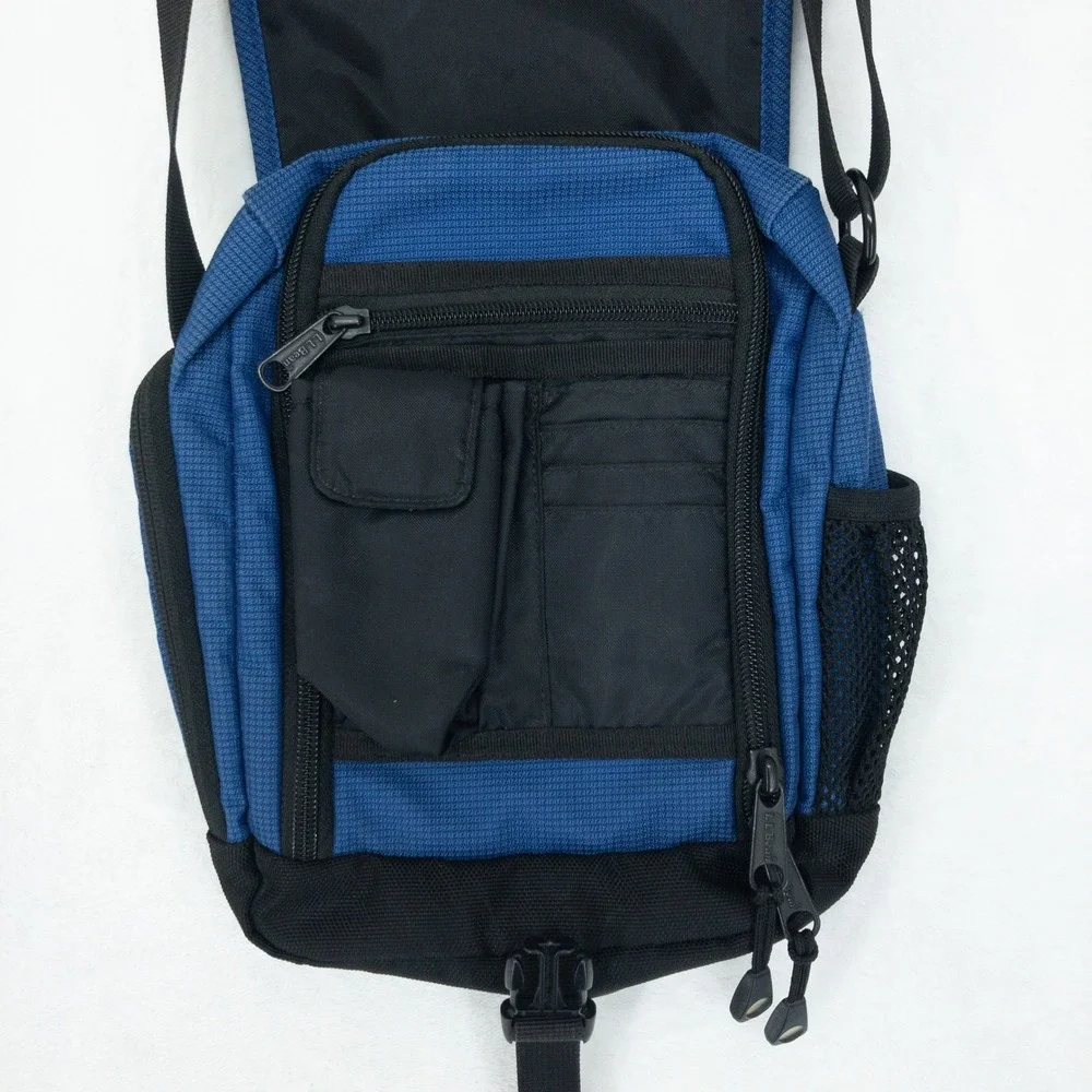 LL Bean Messenger Bag Unisex Small Blue Nylon Crossbody Travel Organizer